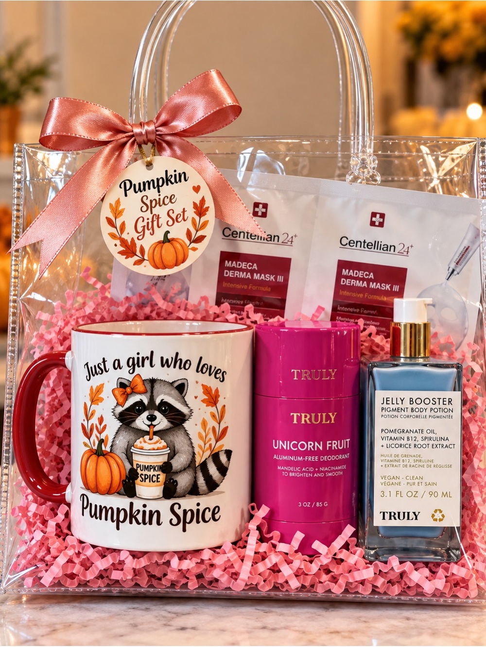 TRULY Pumpkin Spice Gift Set with Pink Accents & Blue Body Potion
